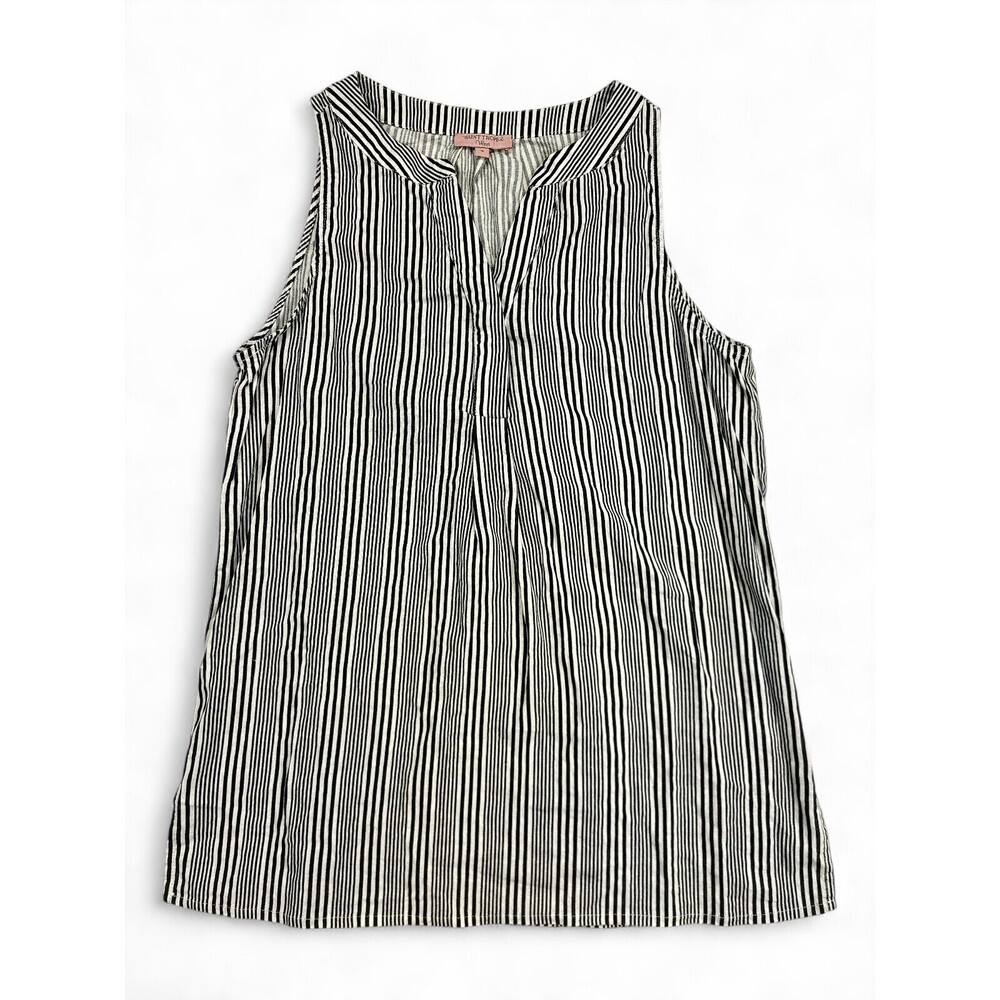 Saint Tropez West‎ Black & White Striped Sleeveless Tank S